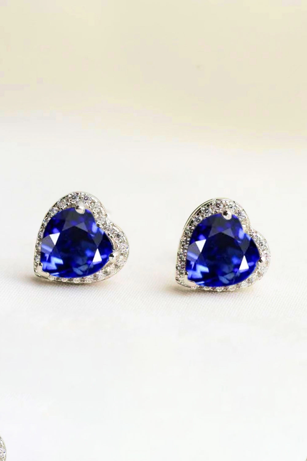 blue heart shaped diamond earrings