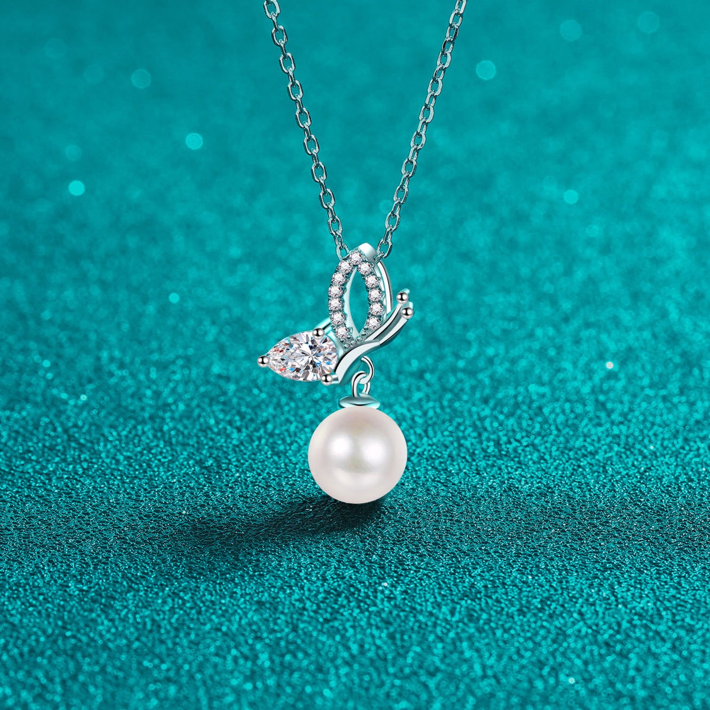 Pearl Pendant Moissanite 925 Sterling Silver Necklace