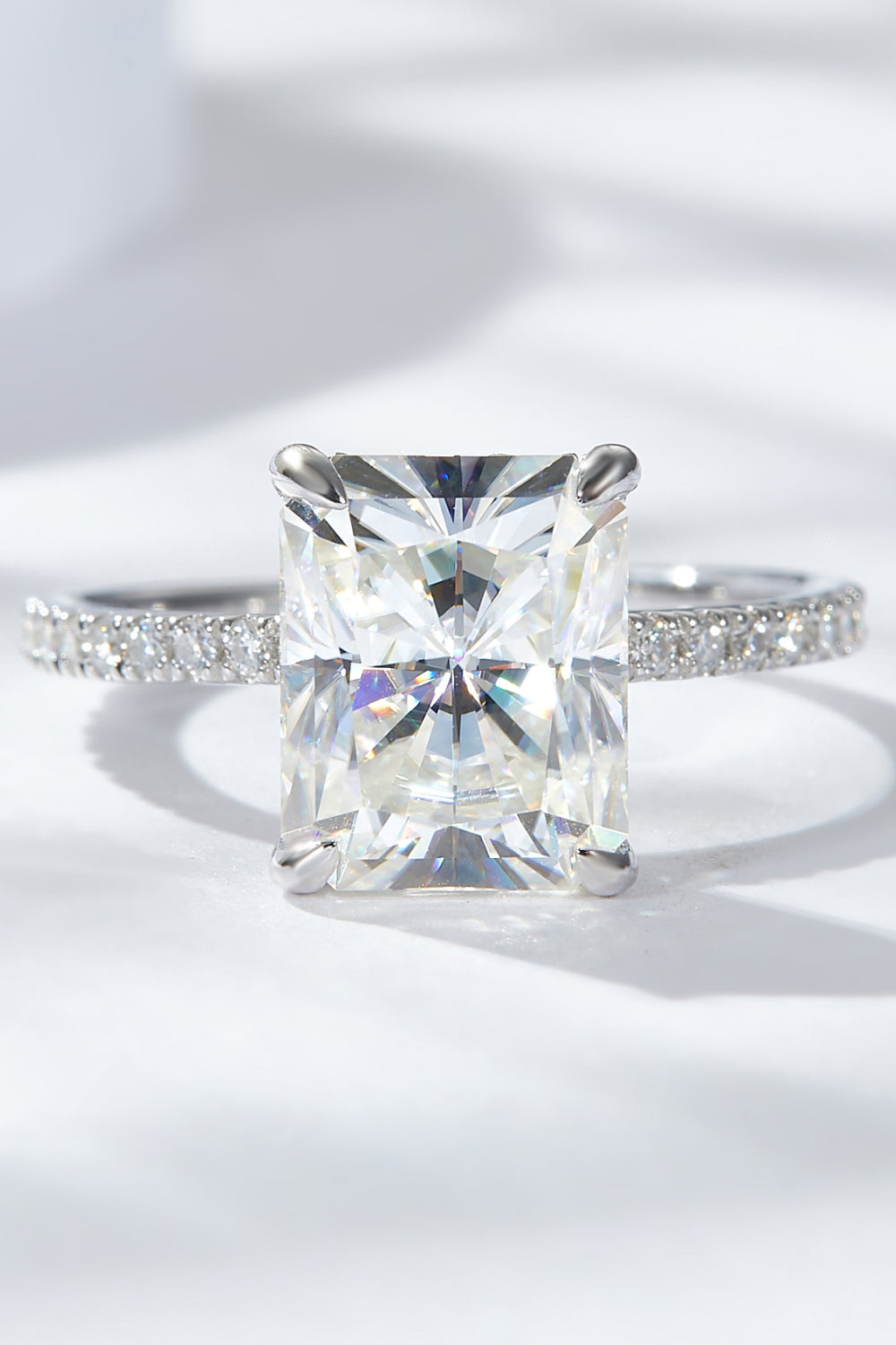 4 Carat Moissanite 4-Prong Side Stone Ring