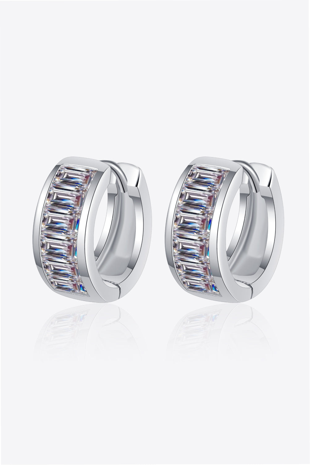 1.8 carat moissanite sterling silver huggie earrings