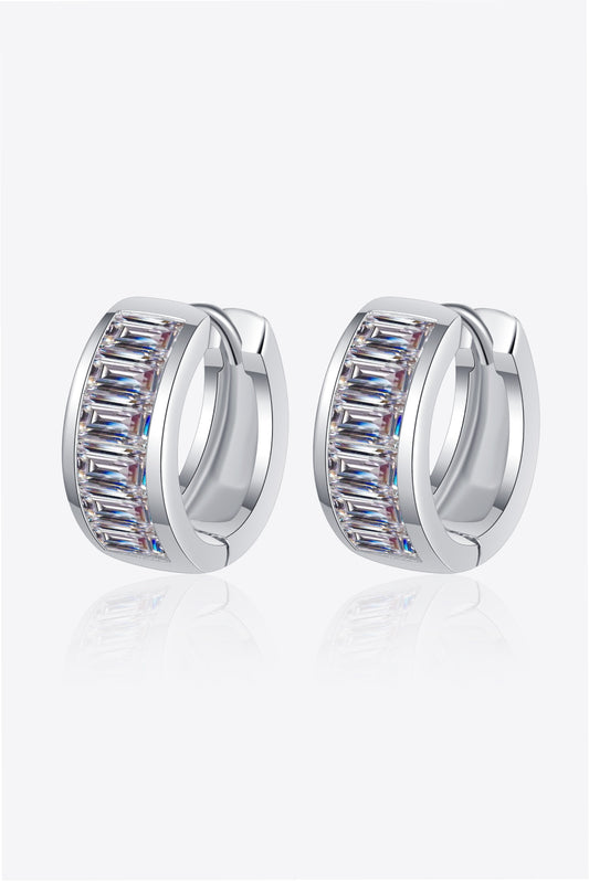 1.8 carat moissanite sterling silver huggie earrings