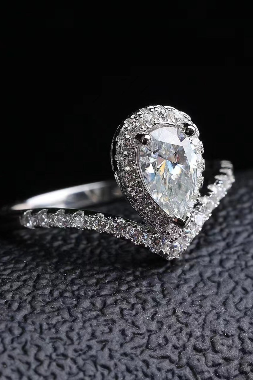 2 Carat Moissanite Teardrop Ring