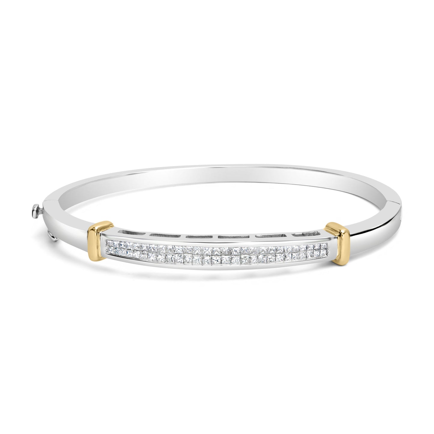 14K Two-Toned Gold Princess Cut Diamond Fashion Bangle (1 cttw, H-I Color, SI1-SI2 Clarity)