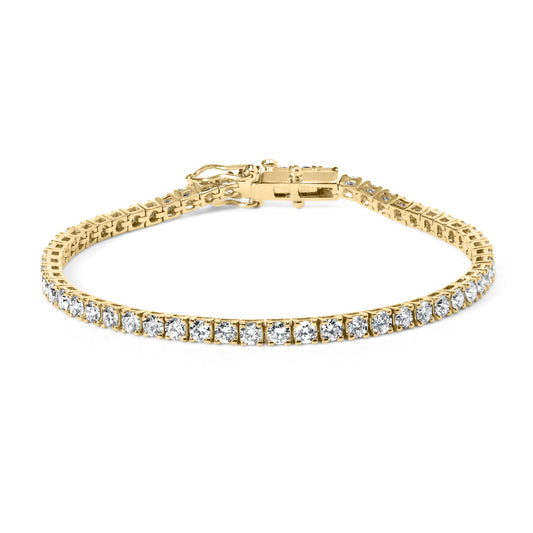 14K Yellow Gold Plated .925 Sterling Silver 5.00 cttw 4-Prong Set Brilliant Round-Cut Diamond Classic Tennis Bracelet (J-K Color, I2-I3 Clarity) - Size 7.25"