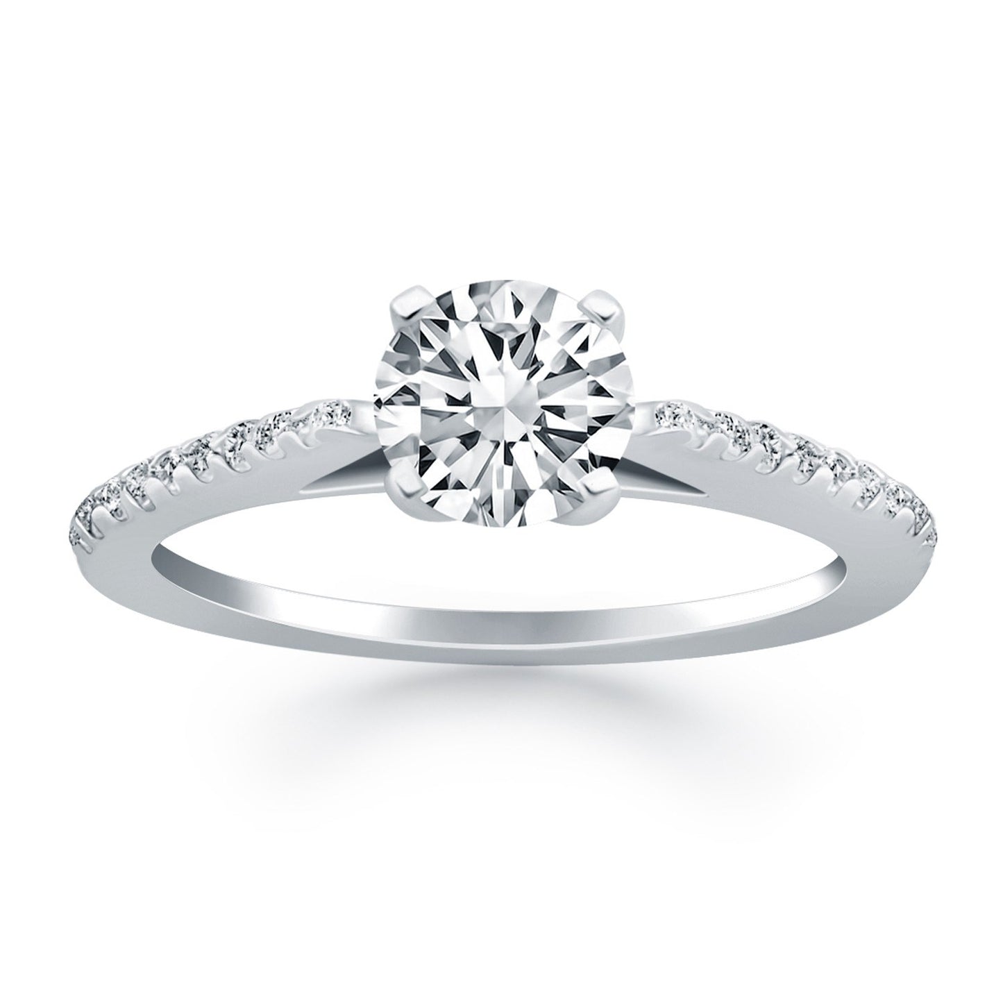 14k White Gold Micro Prong Diamond Cathedral Engagement Ring