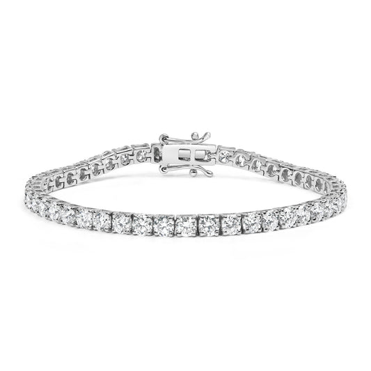 10K White Gold 2.0 Cttw Prong Set Round-Cut 7.25" Classic Diamond Tennis Bracelet (G-H Color, I1-I2 Clarity)