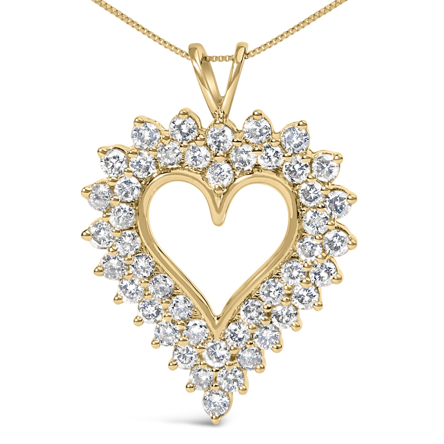 10K Yellow Gold 3.0 Cttw Brilliant-Cut Diamond Open Heart 18" Pendant Necklace (J-K Color, I1-I2 Clarity)