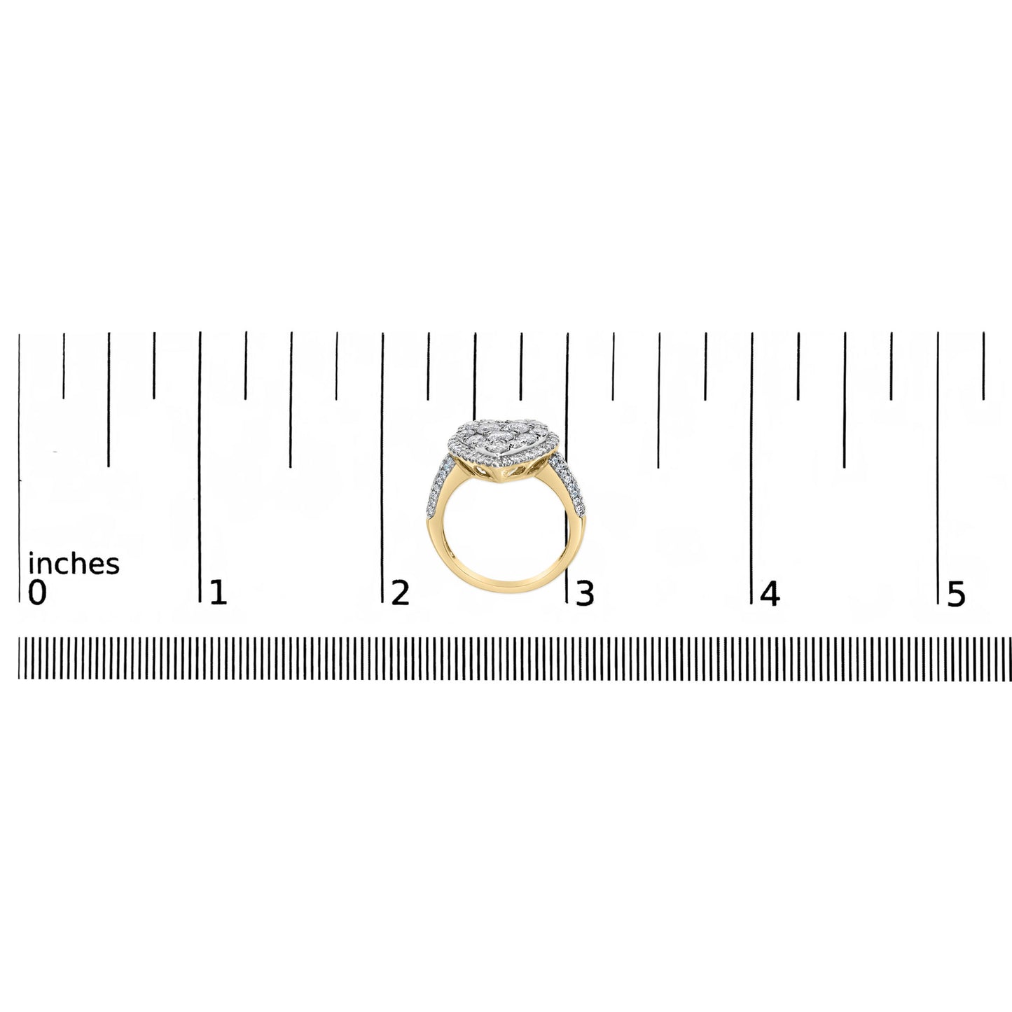 14K Yellow Gold 1 1/2 Cttw Diamond Heart Shaped Composite Ring (H-I Color, SI2-I1 Clarity)