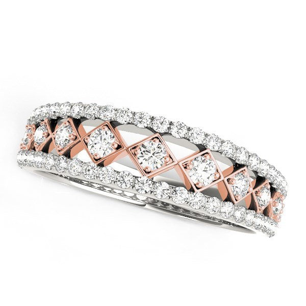 14k white and rose gold diamond band