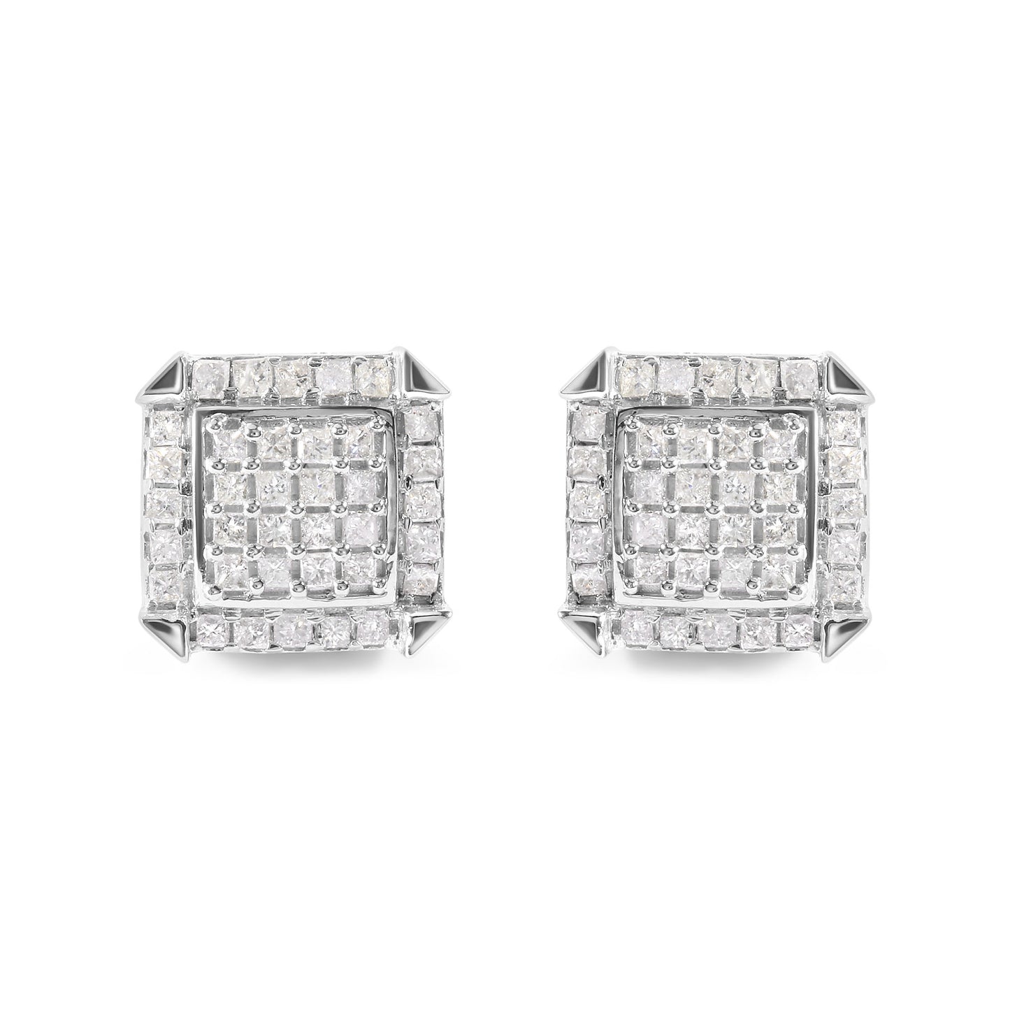 10k white gold princess diamond stud earrings