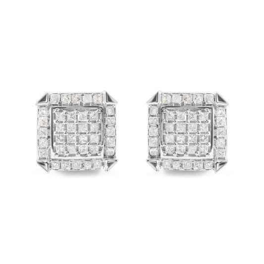 10k white gold princess diamond stud earrings