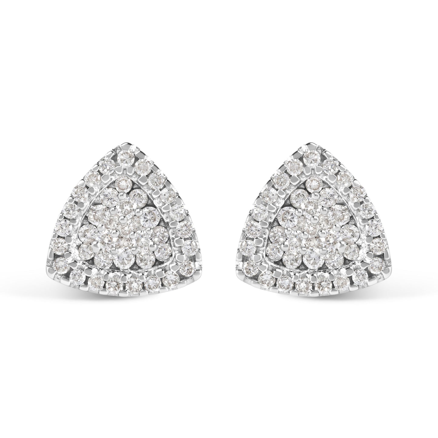 14K White Gold 1/2 cttw Trillion Shaped Diamond Stud Earrings (H-I Clarity, SI2-I1 Color)