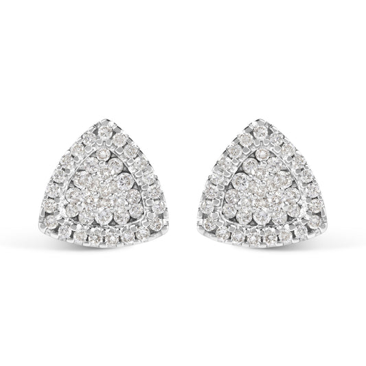 14K White Gold 1/2 cttw Trillion Shaped Diamond Stud Earrings (H-I Clarity, SI2-I1 Color)