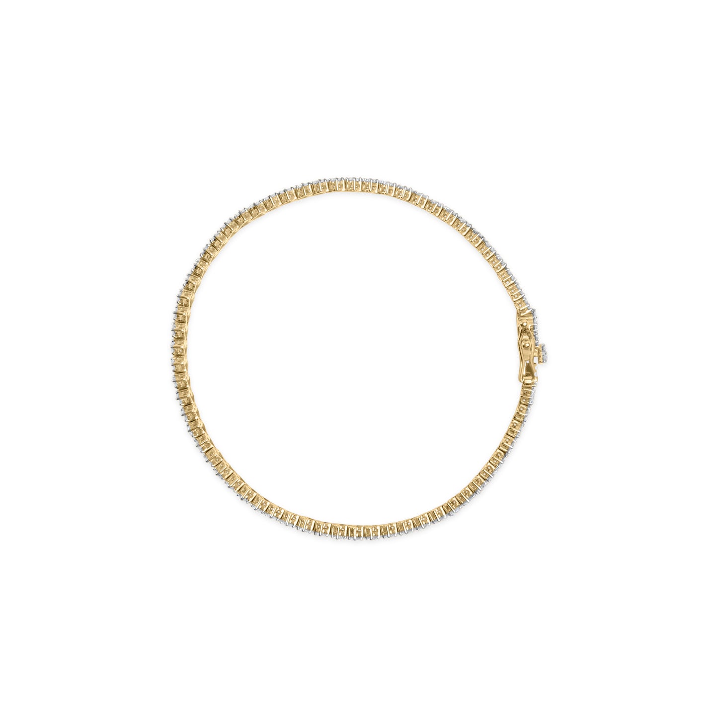 14K Yellow Gold 4.00 Cttw Diamond Trio Cluster Link Bracelet (H-I Color, I1-I2 Clarity) - 7"