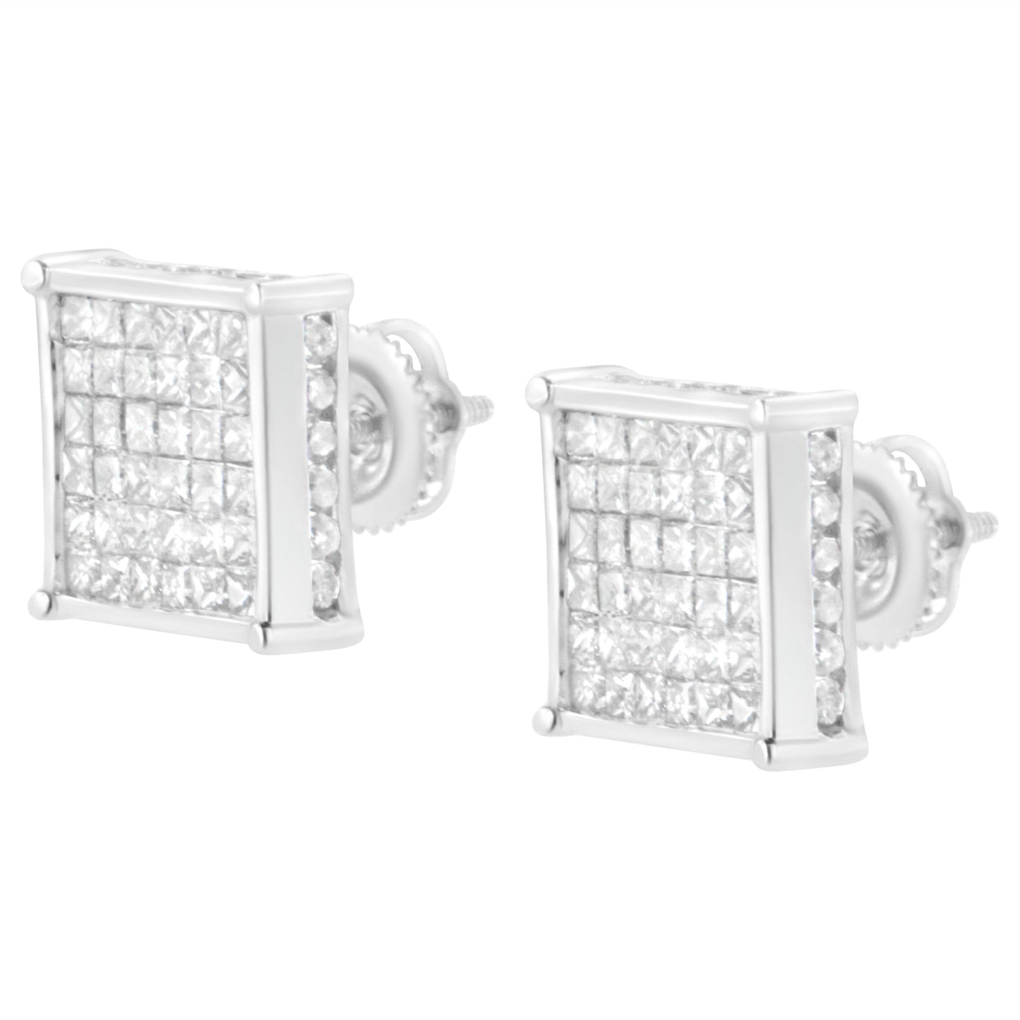 10K White Gold 2ct TDW Princess-Cut Composite Diamond Stud Earring (I-J ,I2-I3)