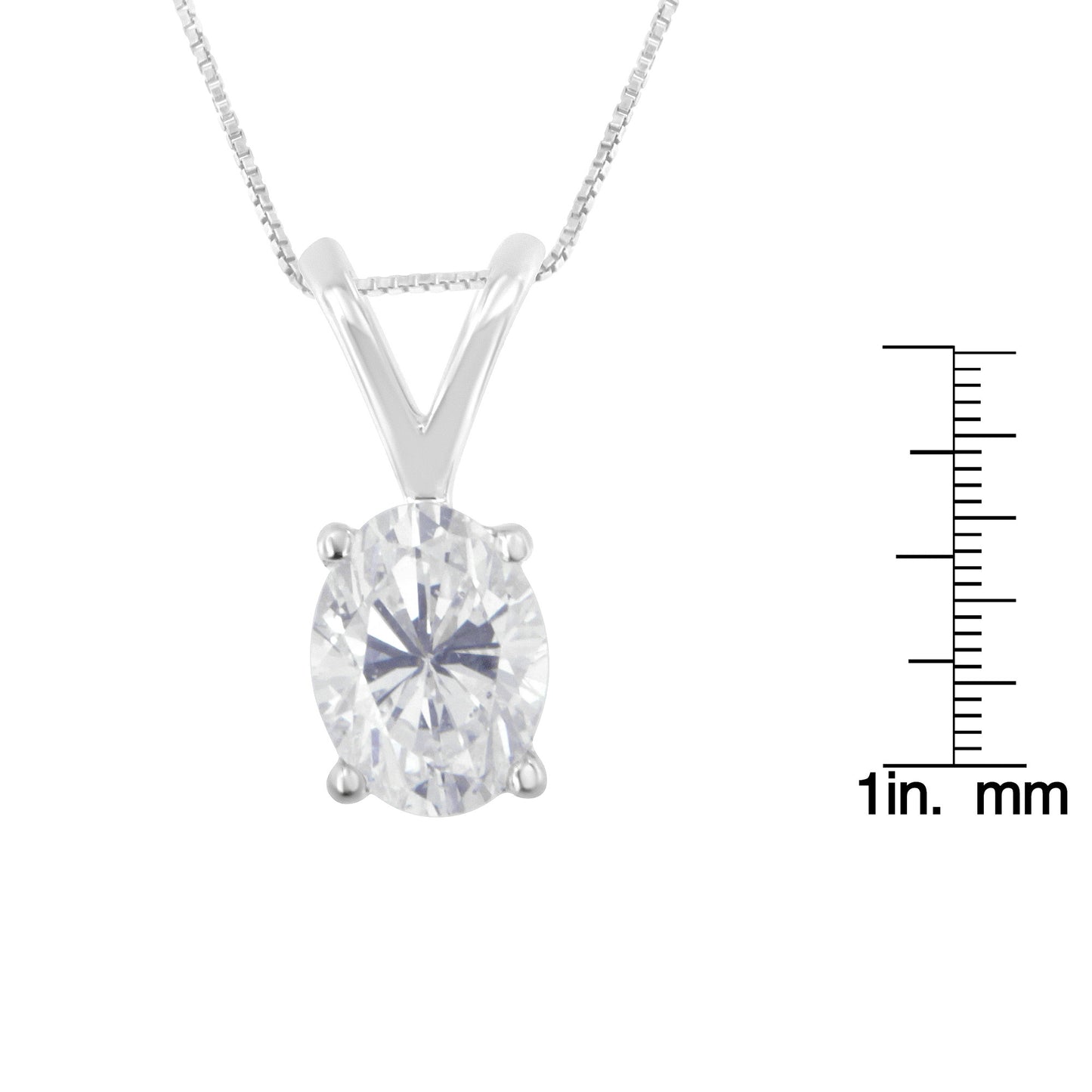 IGI Certified 10K White Gold 3/8 cttw Prong Set Diamond Oval Pendant Necklace (I-J Color, I1 Clarity) - Size 18"