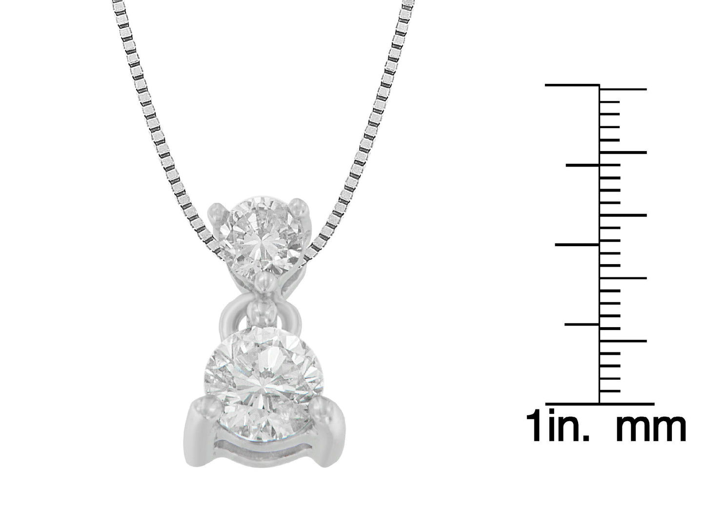 14K White Gold 1/2 cttw Round Cut Diamond Pendant Necklace (I-J, I1-I2)