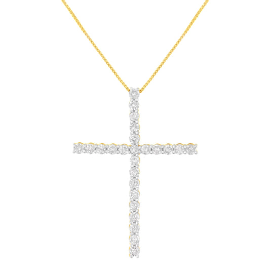 round shape diamond cross pendant necklace