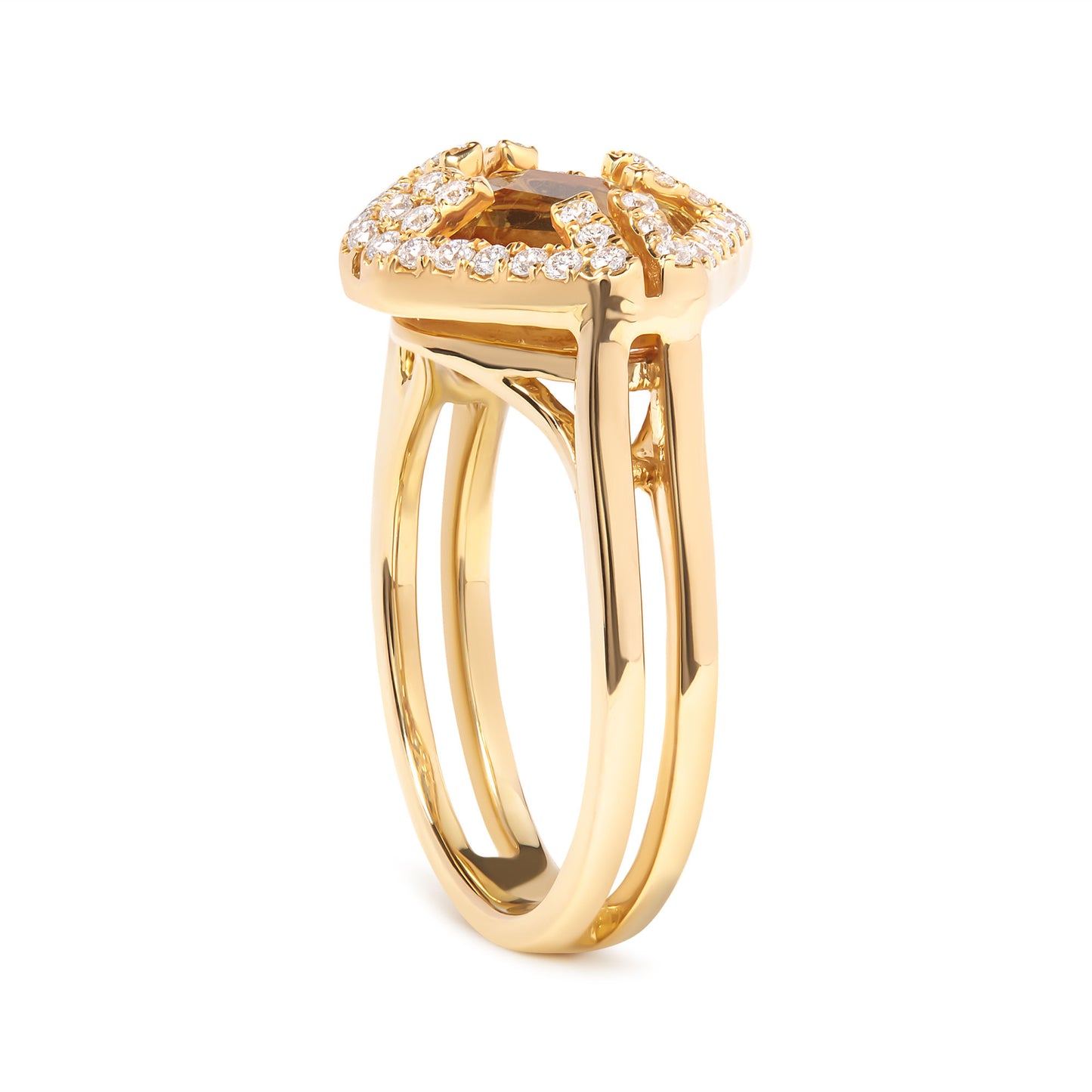 14K Yellow Gold Marquise-Cut Yellow Citrine and 1/3 Cttw Diamond Halo Cocktail Ring (G-H Color, SI1-SI2 Clarity) - Size 7