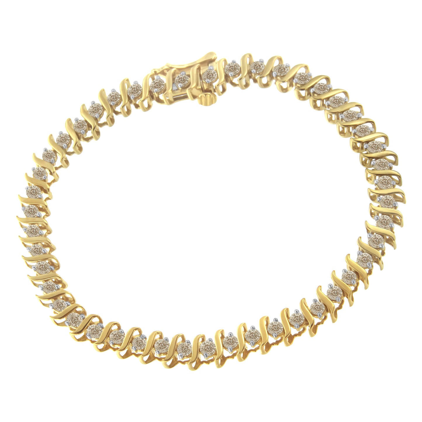 10KT Yellow Gold 3.0 Carat Diamond S-Link Bracelet (J-K Color, I2-I3 Clarity)