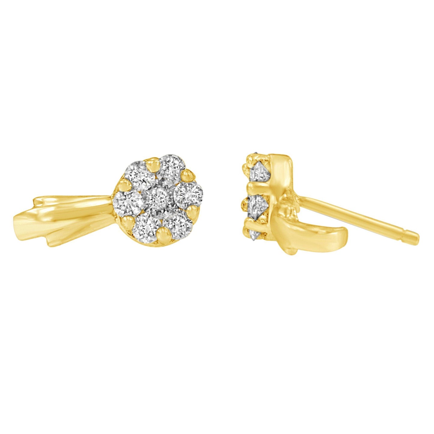 14K Gold 3/4 Cttw Diamond Floral Cluster Drop and Dangle Stud Earrings (H-I Color, I1-I2 Clarity)