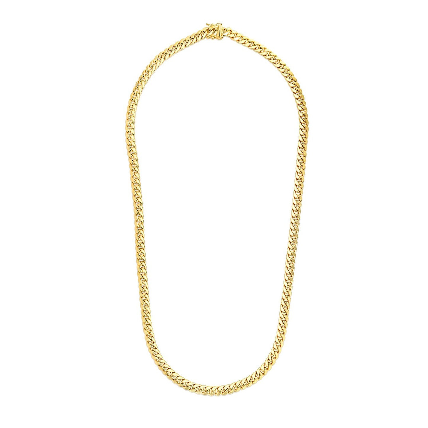 6.9mm 14k Yellow Gold Semi Solid Miami Cuban Chain