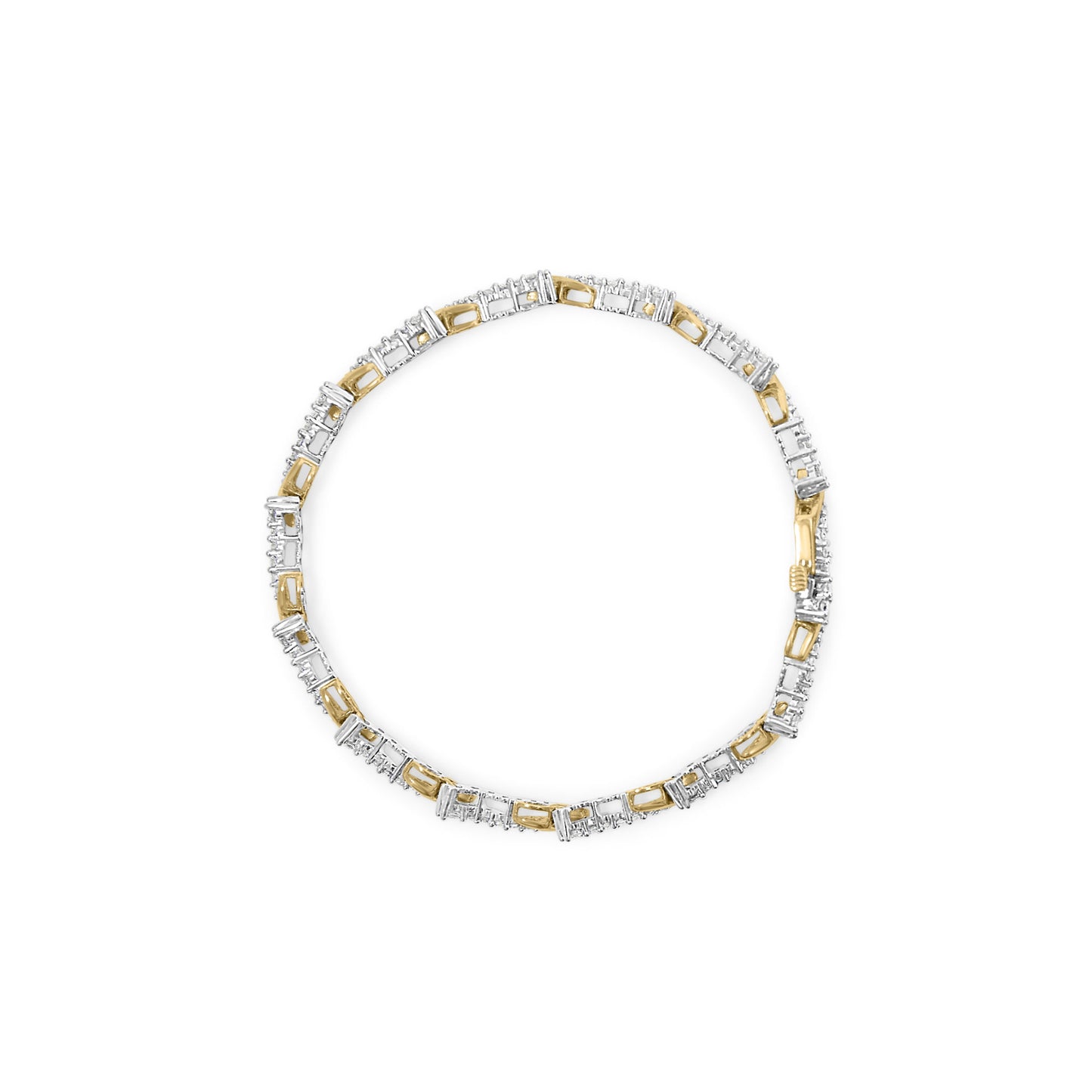 10K Yellow and White Gold 2.00 Cttw Diamond "S" Link 7" Bracelet (H-I Color, I2-I3 Clarity)