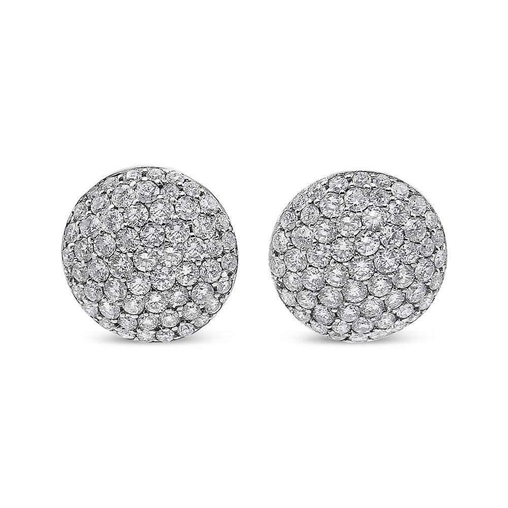 18K White Gold 3 1/2 Cttw Shared Prong Set Diamond Cluster Composite Disc Stud Earrings (F-G Color, VS1-VS2 Clarity)