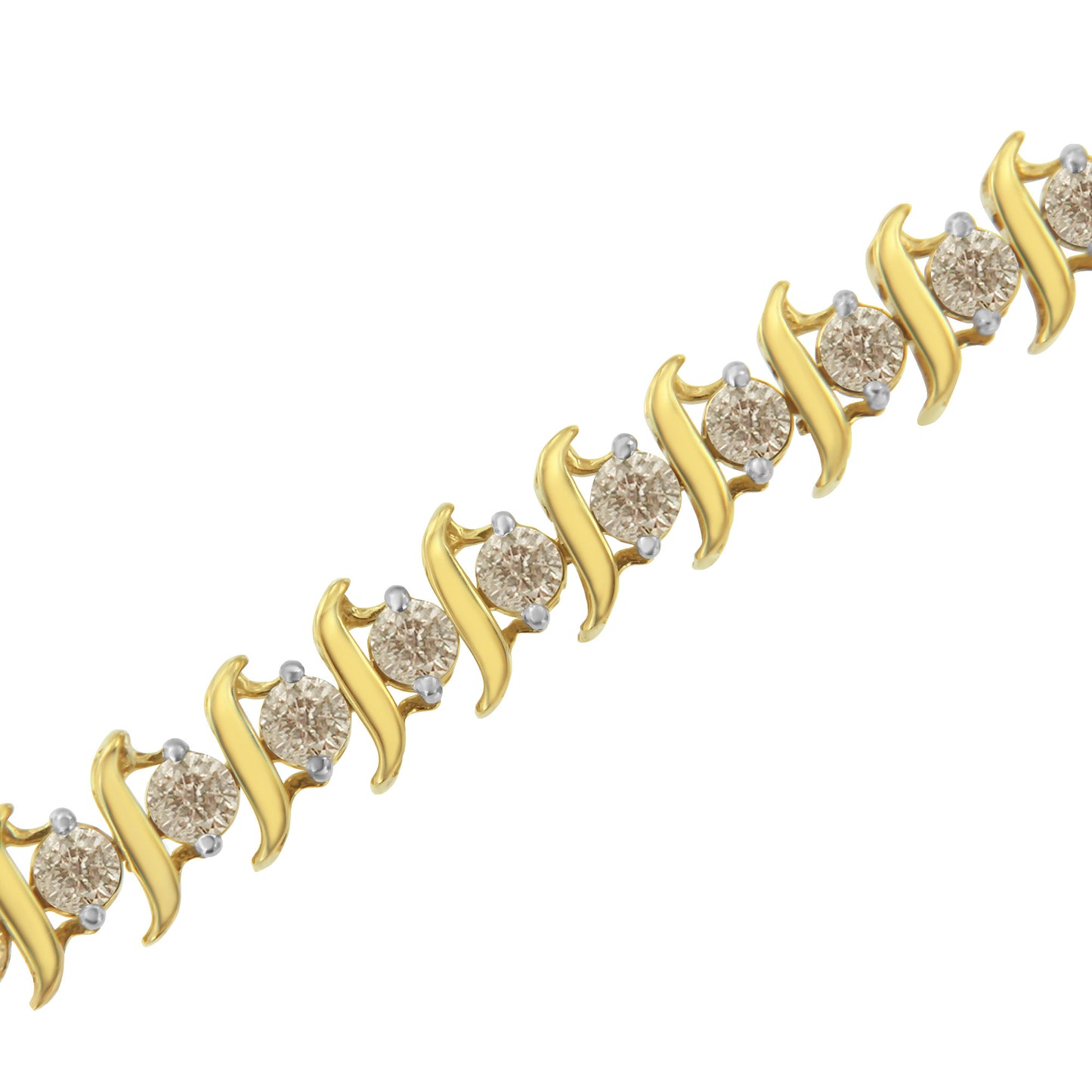 10KT Yellow Gold 3.0 Carat Diamond S-Link Bracelet (J-K Color, I2-I3 Clarity)