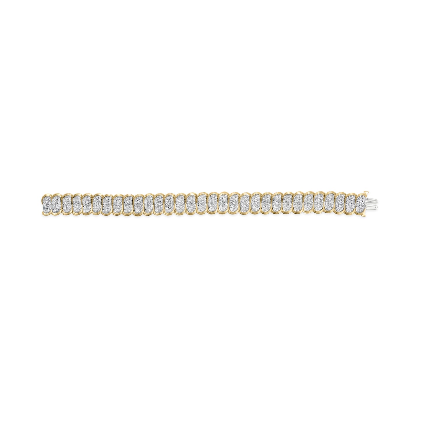 10k Yellow Gold 5.00 Cttw Diamond Oval Banded Link Bracelet (I-J Color, I1-I2 Clarity) - 7" Inches