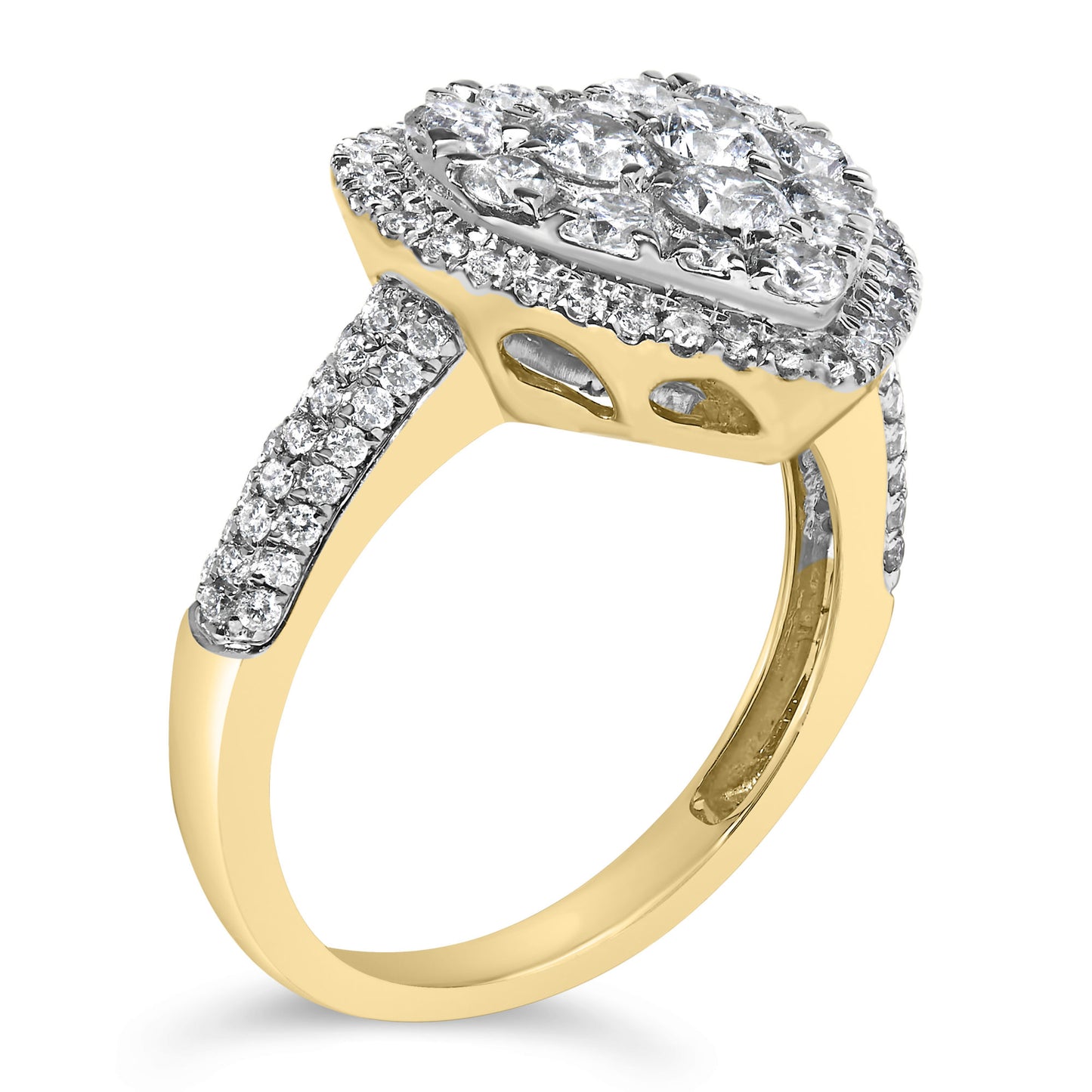 14K Yellow Gold 1 1/2 Cttw Diamond Heart Shaped Composite Ring (H-I Color, SI2-I1 Clarity)