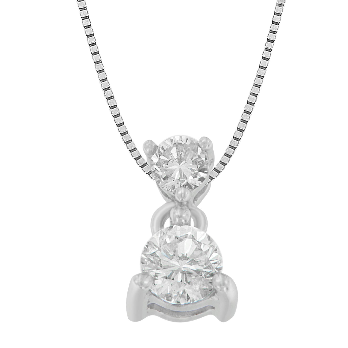 14K White Gold 1/2 cttw Round Cut Diamond Pendant Necklace (I-J, I1-I2)