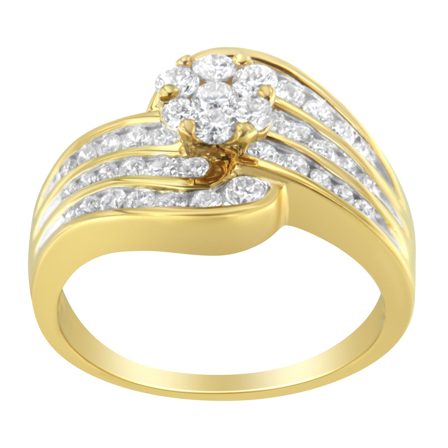 14K Yellow Gold Diamond Cocktail Bypass Ring (1 1/2 Cttw, H-I Color, SI2-I1 Clarity)