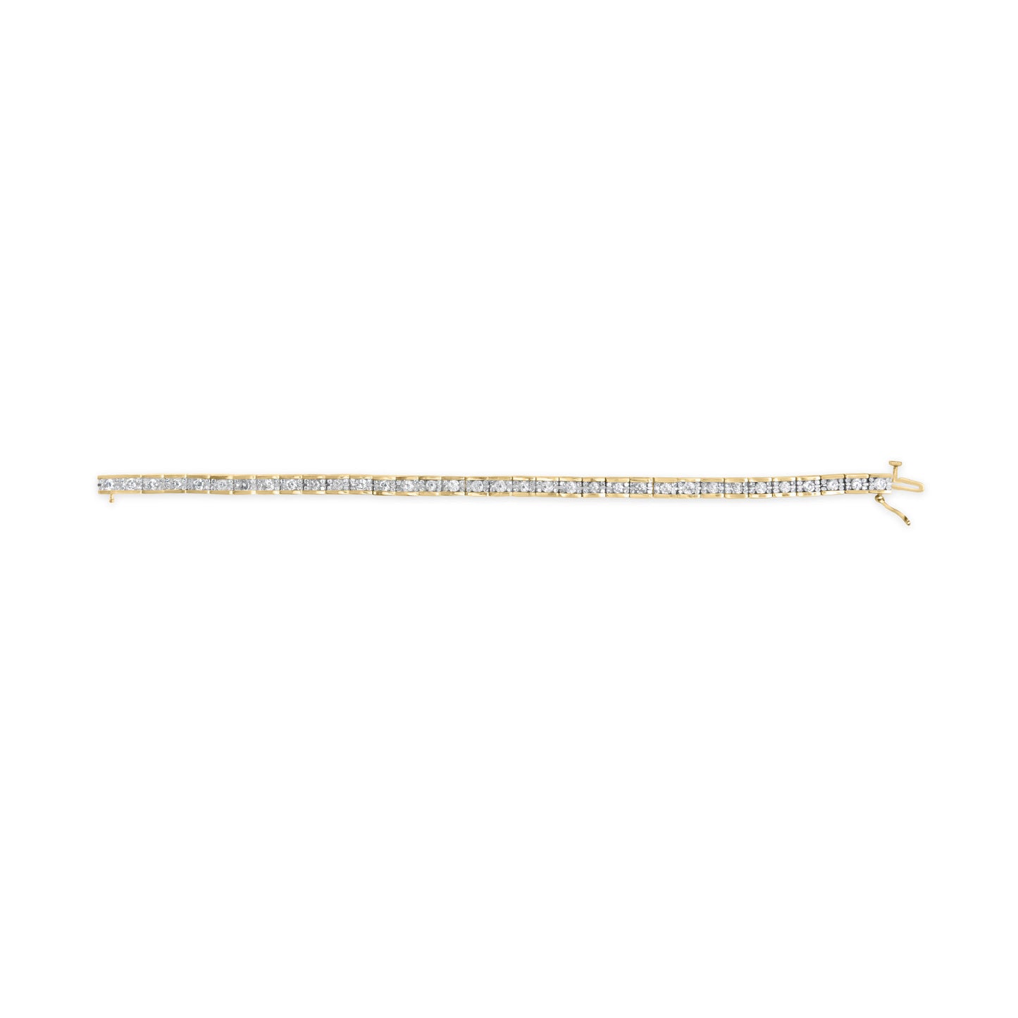 14K Yellow Gold 4.00 Cttw Channel Set Diamond Tennis Bracelet (J-K Color, I1-I2 Clarity) - 7.5" Inches