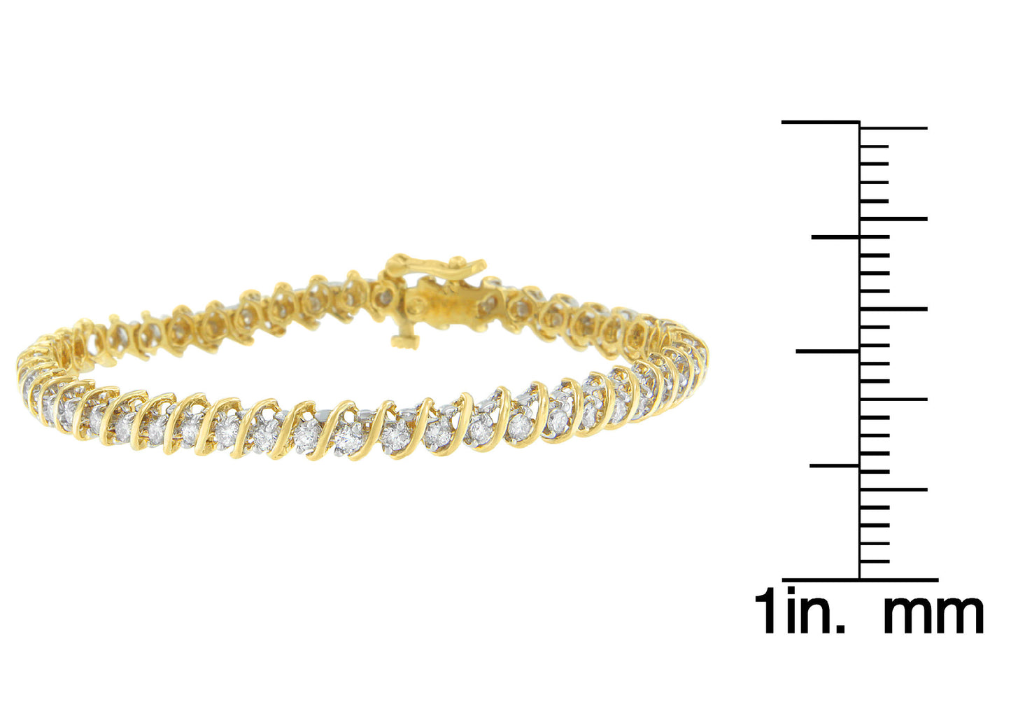 18K Yellow Gold Round Cut Diamond Spiral Link Bracelet (2.00 cttw, I-J Color, I1-I2 Clarity)