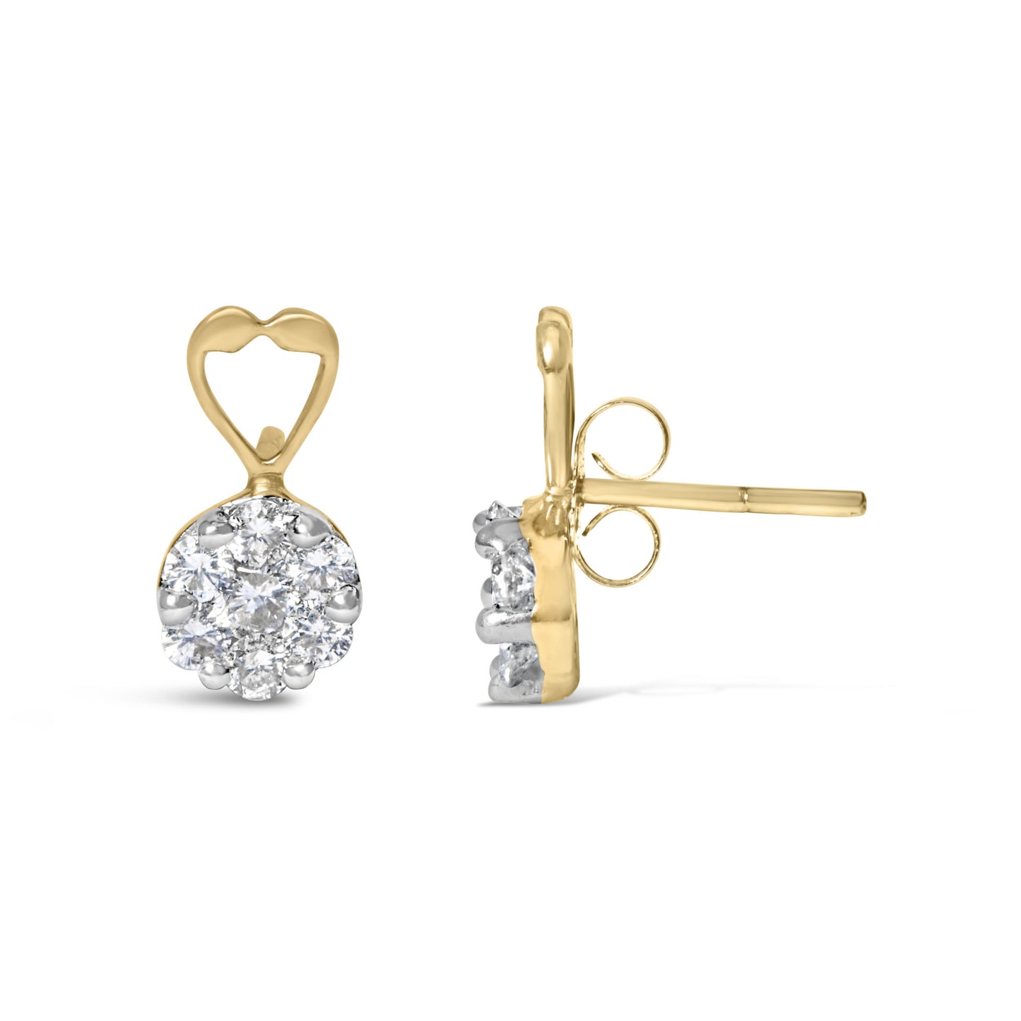 14K Yellow Gold 1ct. TDW Round-cut Diamond Earrings (I-J,SI2-I1)