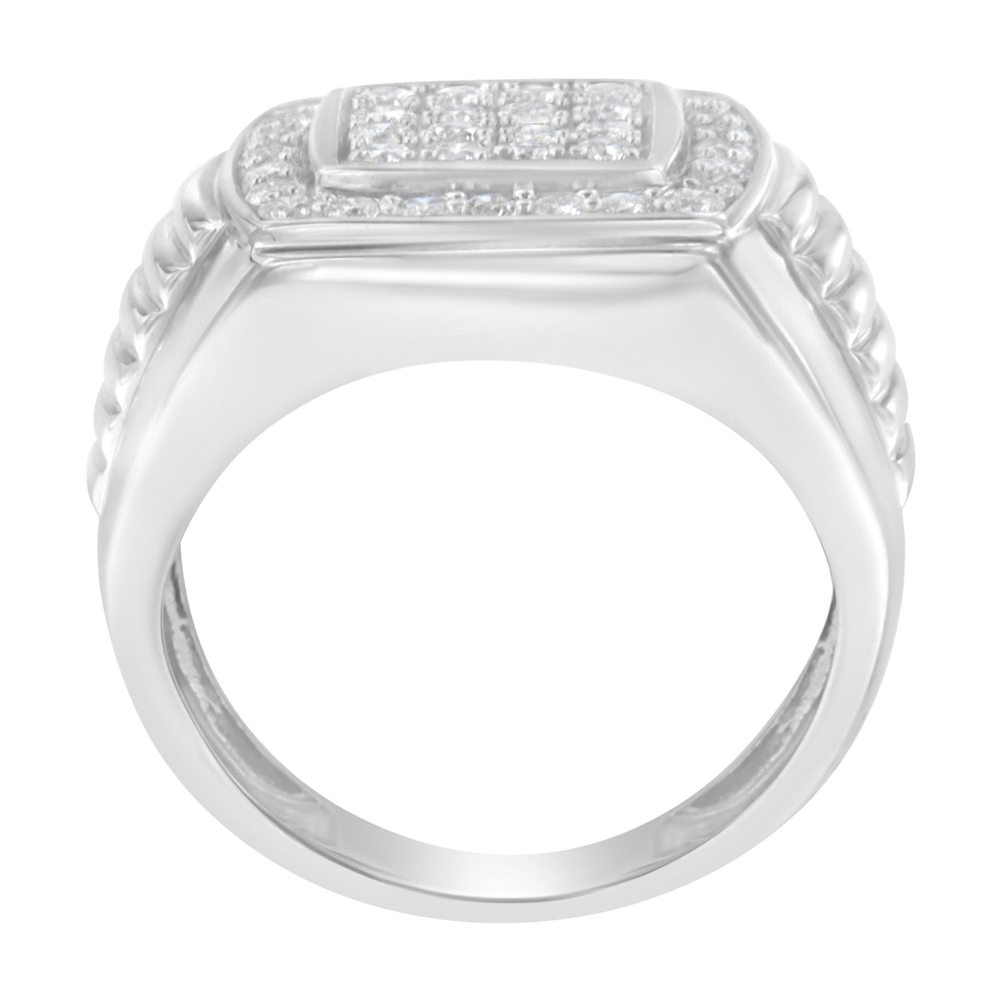 14K White Gold Men's Diamond Squared Band Ring (1 cttw, H-I Color, SI2-I1 Clarity)