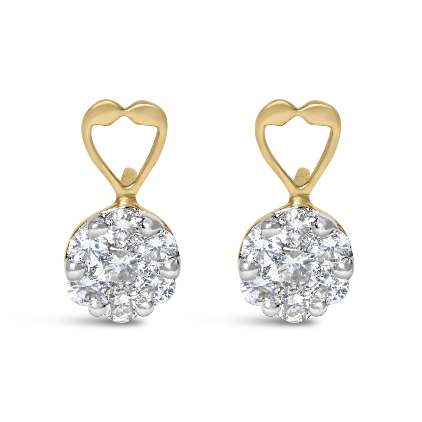 14K Yellow Gold 1ct. TDW Round-cut Diamond Earrings (I-J,SI2-I1)