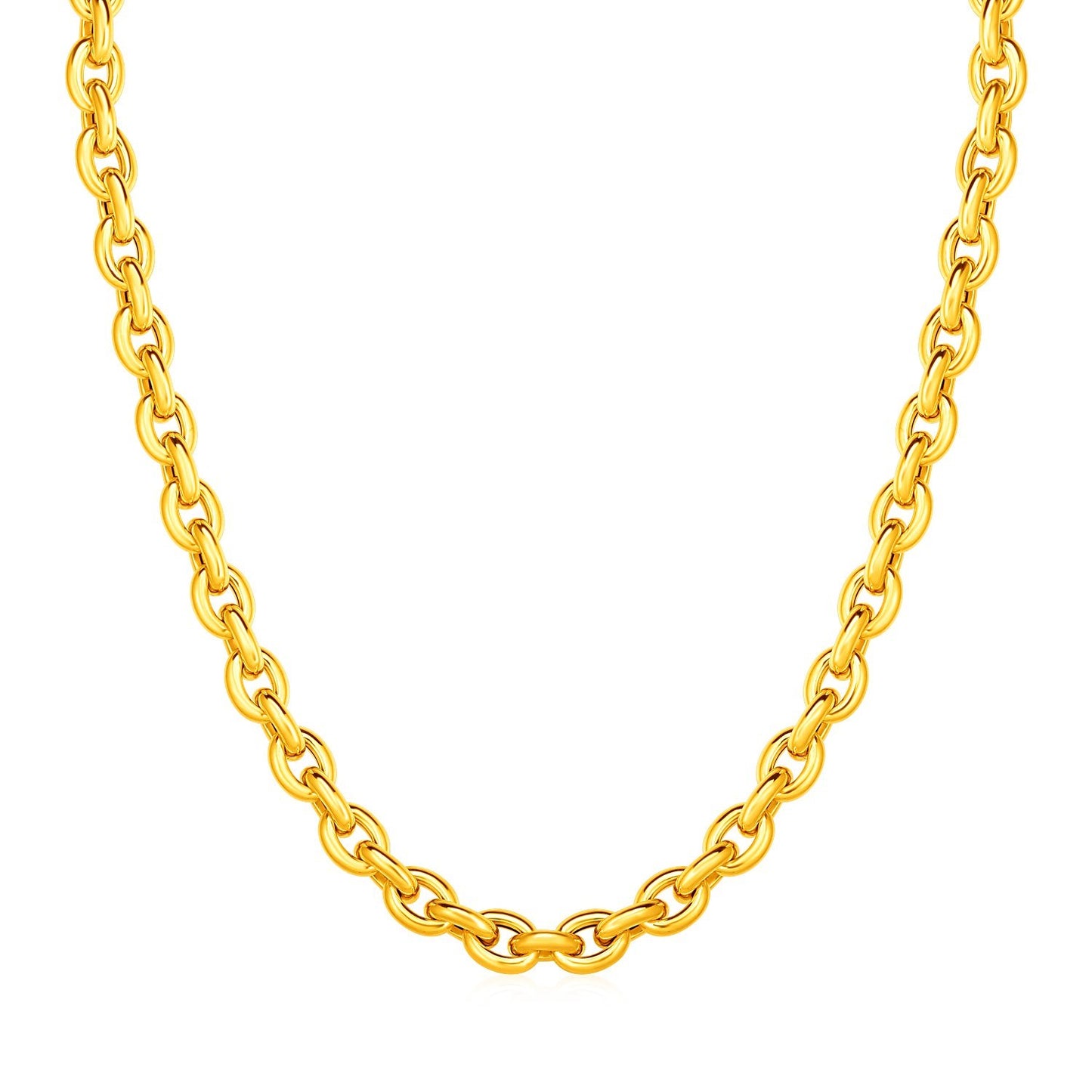 14k Yellow Gold Polished Oval Link Necklace