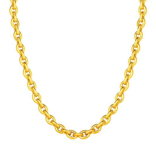 14k Yellow Gold Polished Oval Link Necklace