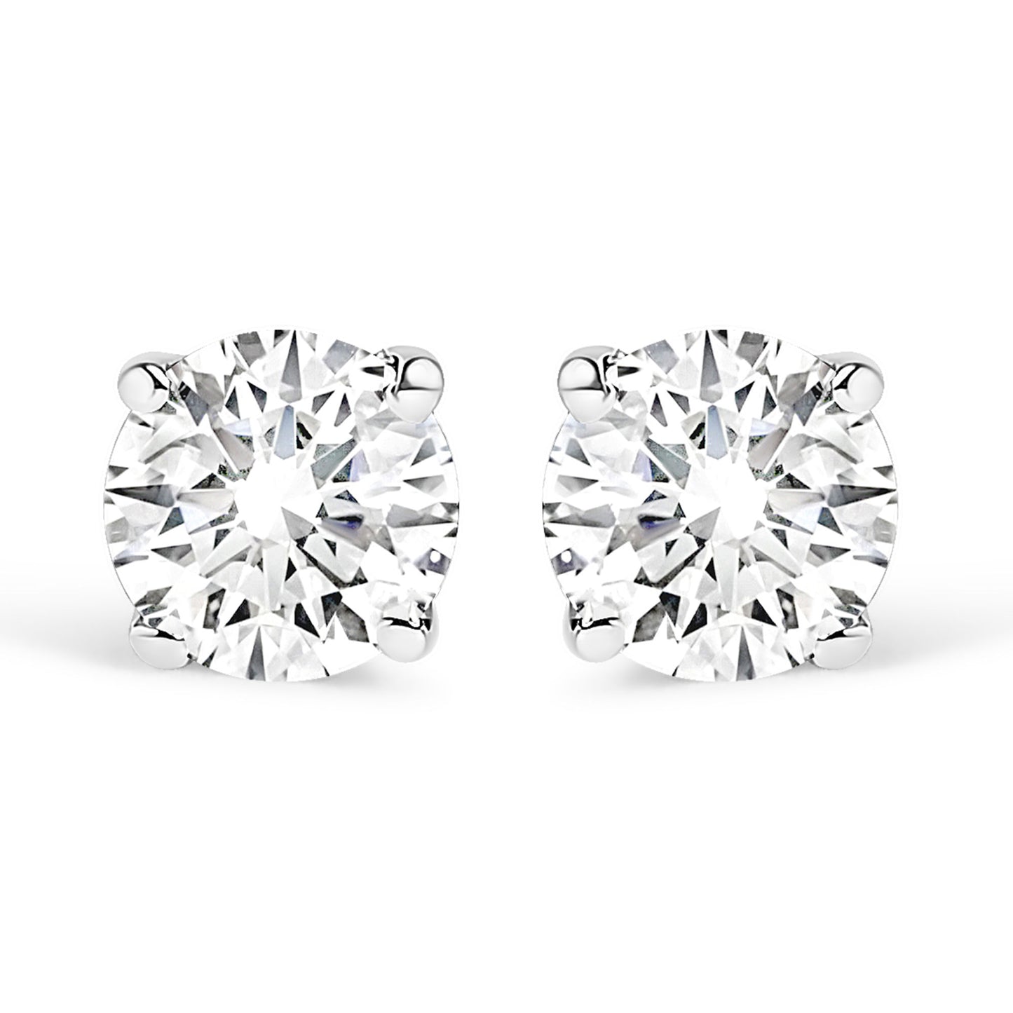 AGS Certified 14K White Gold 1.0 cttw 4-Prong Set Brilliant Round-Cut Solitaire Diamond Push Back Stud Earrings (G-H Color, I1-I2 Clarity)