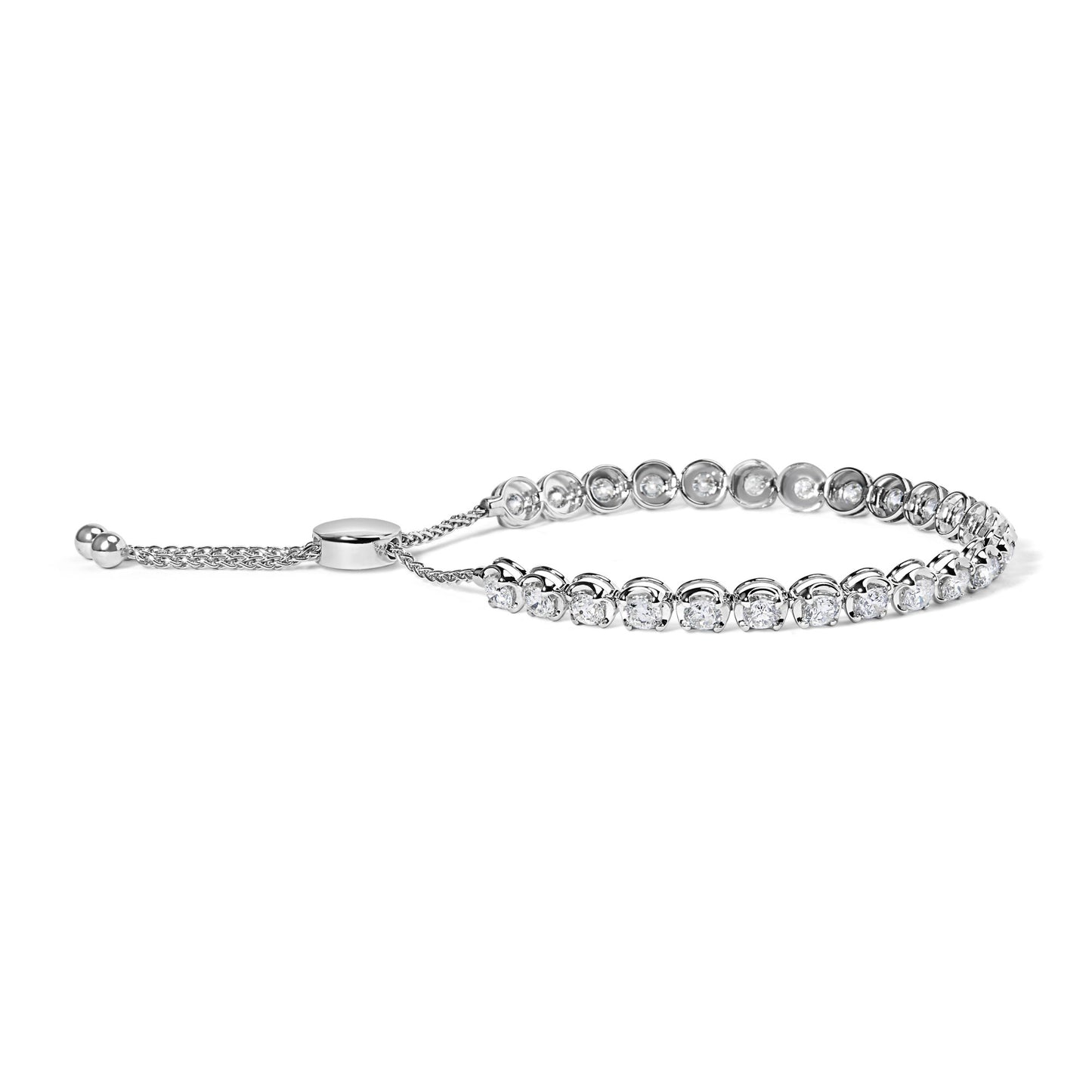 14K White Gold 6.00 Cttw Diamond 4'-10' Adjustable Bolo Tennis Bracelet (I-J Color, I1-I2 Clarity)