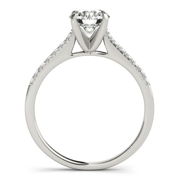 14k White Gold Single Row Scalloped Set Diamond Engagement Ring (1 1/8 cttw)