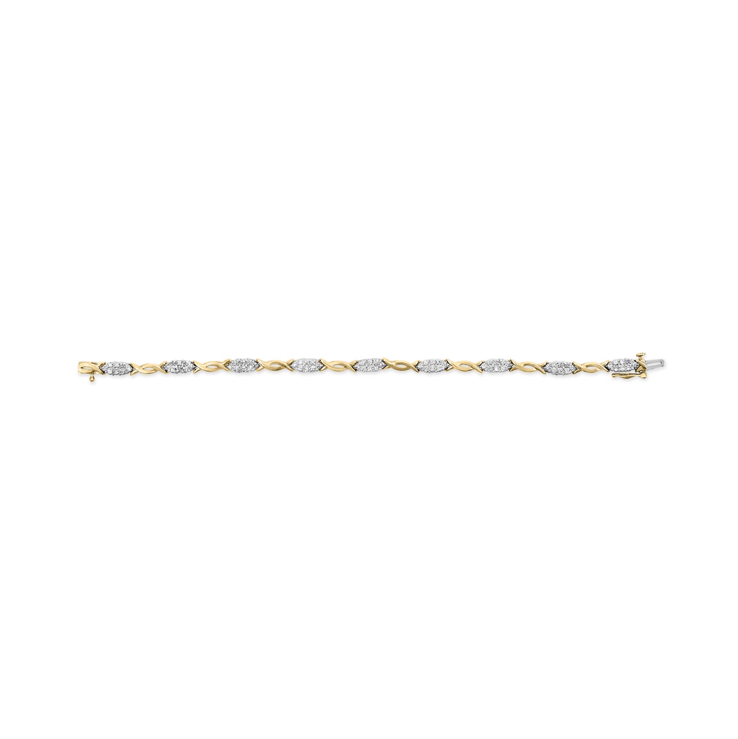 10K Yellow Gold 1.00 Cttw Round-Cut Diamond Spiral Link 7" Bracelet (H-I Color, I2-I3 Clarity)