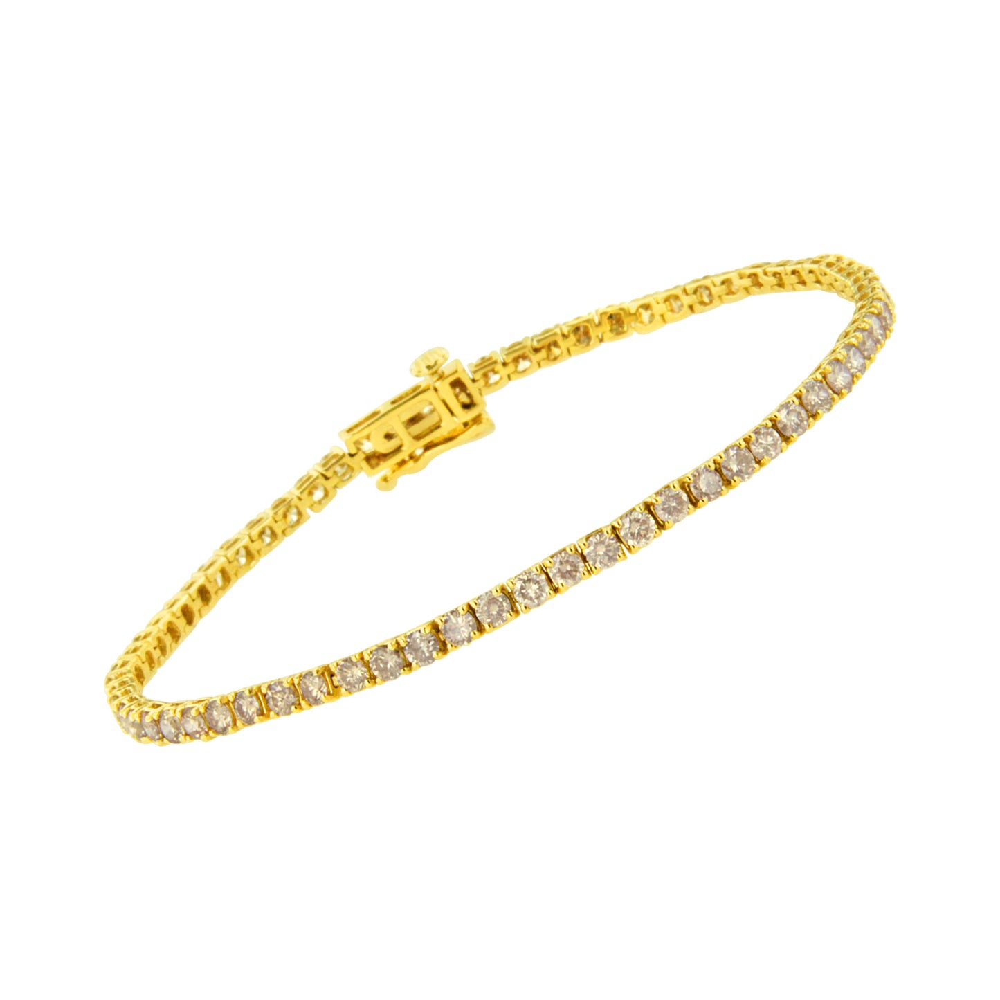 14K Yellow Gold 4.0 Cttw Round Brilliant Cut Diamond Prong Set Classic Tennis Bracelet (J-K Color, SI2-I1 Clarity) - 7"