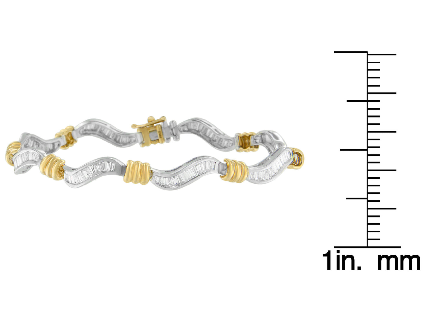 Original Classics 10K Two-Tone Gold Baguette Cut Diamond Spiral Bracelet (2.00 cttw, H-I Color, I1-I2 Clarity)