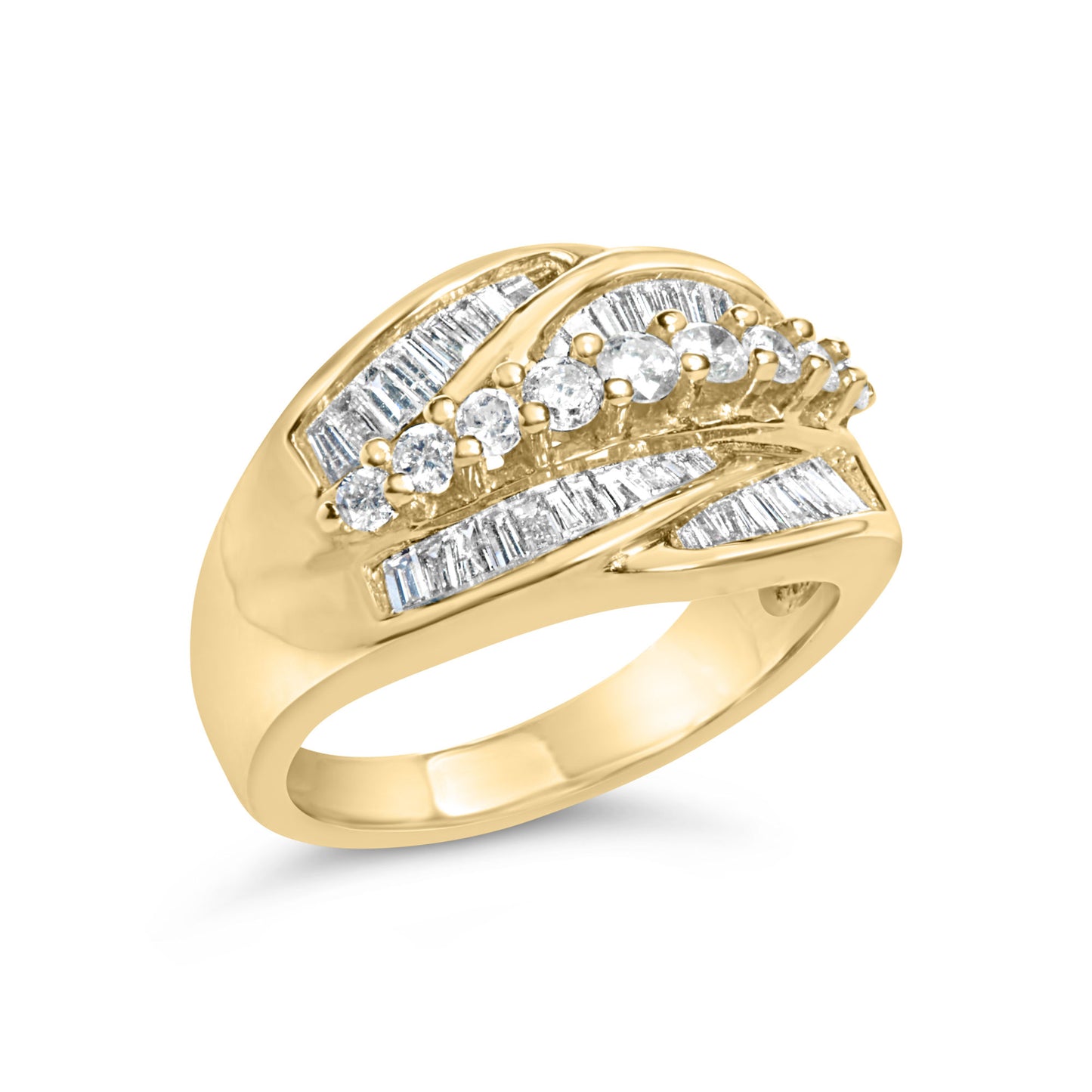 14K Yellow Gold 1.00 Cttw Diamond Cocktall Cluster 5 Stone Ring (H-I Color, SI1-I1 Clarity) - Ring Size 7