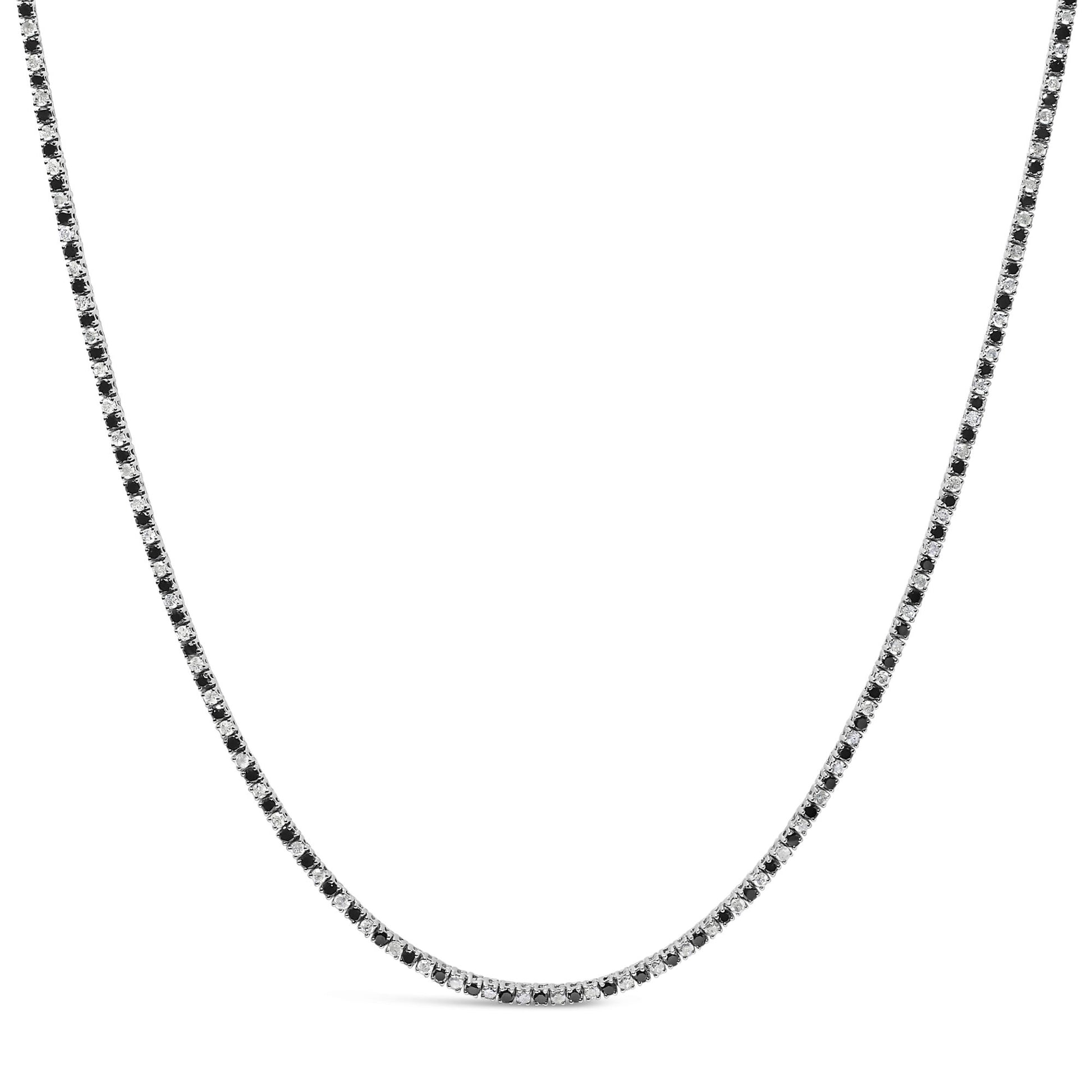 white and black diamond tennis necklace