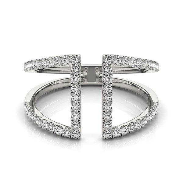 14k White Gold Open Style Dual Band Ring with Diamonds (1/2 cttw)