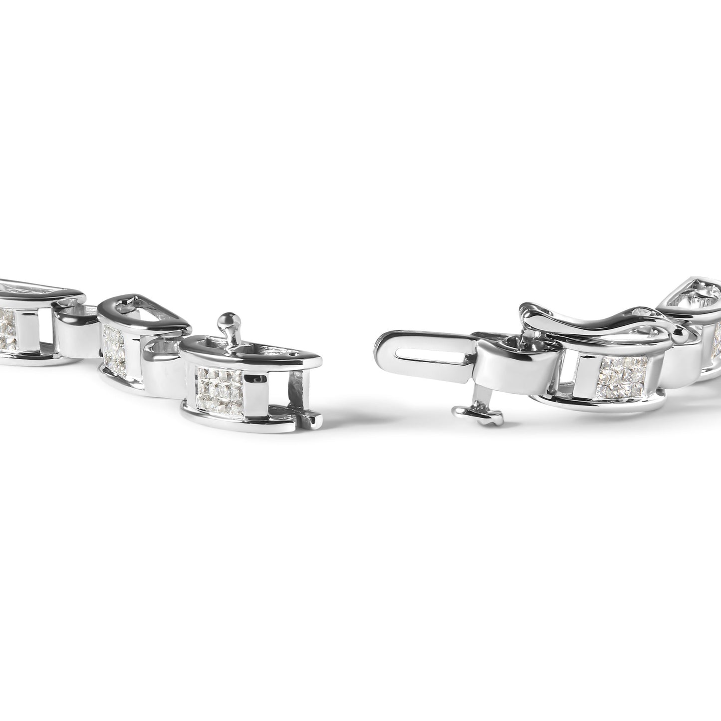 14K White Gold 1.00 Cttw Princess-Cut Diamond Link Bracelet (I-J Color, I1-I2 Clarity) - Size 7.25